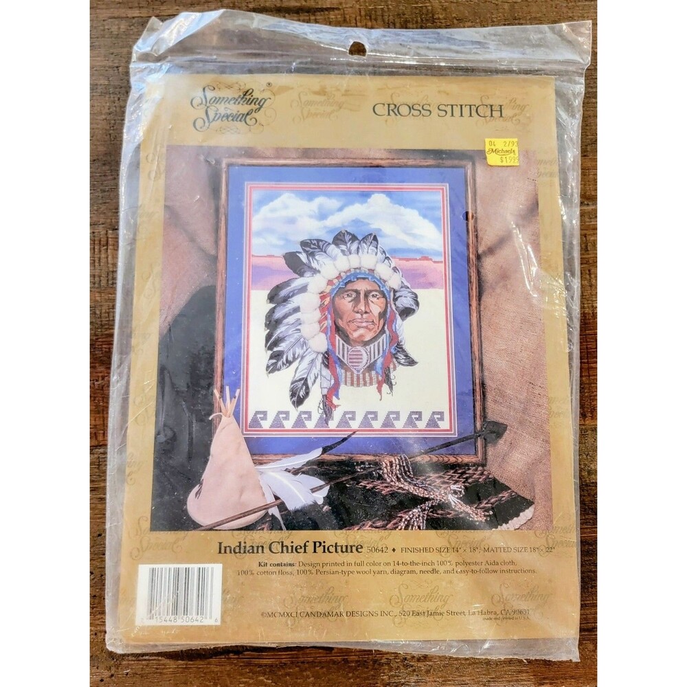 NEW Something Special Candamar Cross Stitch Kit Indian Chief Native American